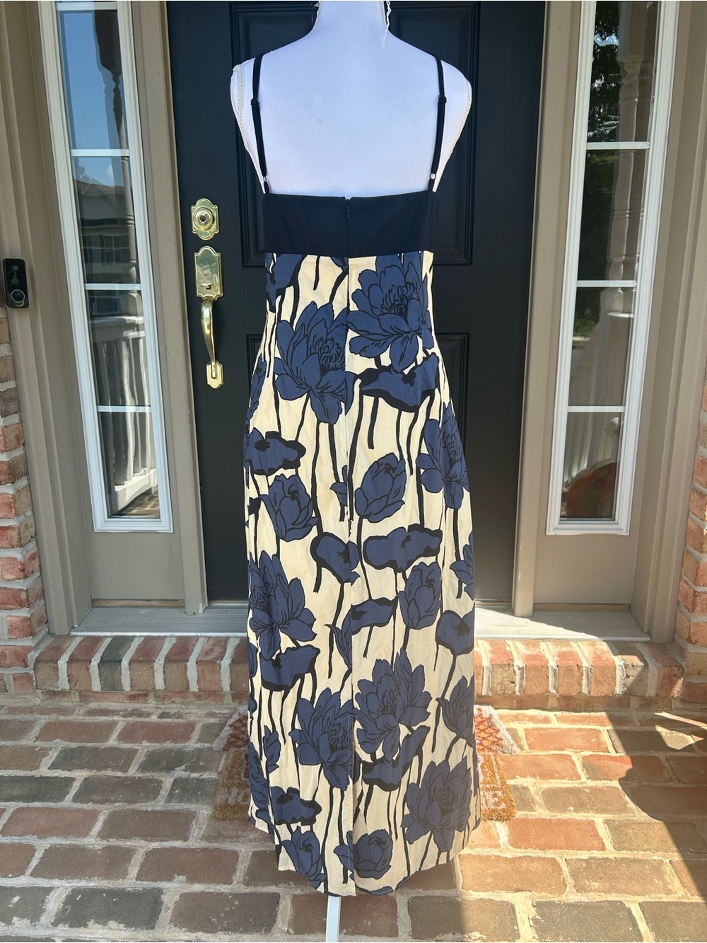 Tuckernuck Hyacinth House Cecily Cream Navy Floral Midi Dress Bead Straps XXL - Picture 7 of 11